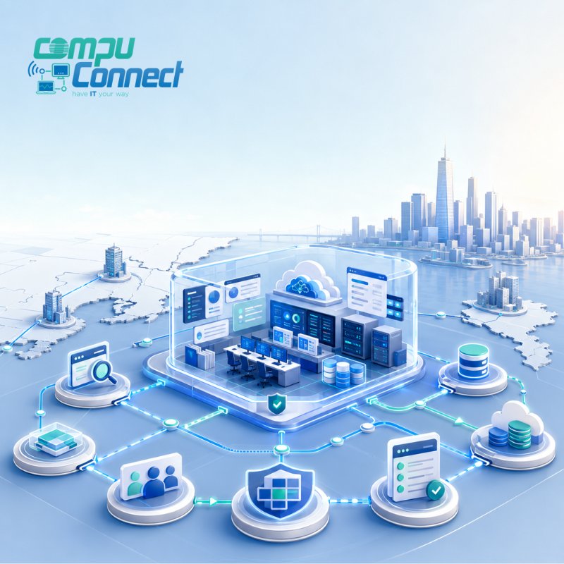 3D cybersecurity operations center with connected security icons